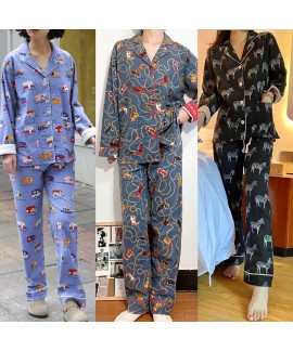 PJS autumn and winter thickened brushed long-sleeved trousers suit soft cotton confinement clothes women's home clothes pajamas