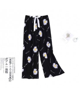 2023 New Cotton Silk Sleep Pants Women's Summer Large Size Loose Casual Wide Leg Pants Internet Celebrity Artificial Cotton High-Waisted Pants