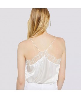 Eyelash Lace Sexy Beautiful Back Real Silk Women's Small Strap High-End Luxury Gloss Mulberry Silk Base Vest