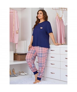 Amazon European Union Plus Size Women's Summer Short-Sleeved Pajama Suit Home Clothes Wearable