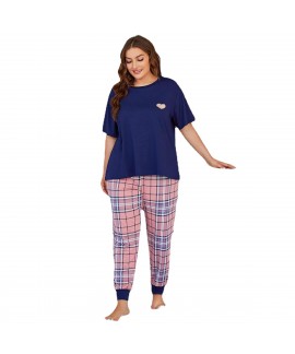 Amazon European Union Plus Size Women's Summer Short-Sleeved Pajama Suit Home Clothes Wearable