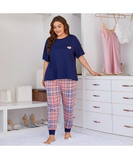 Amazon European Union Plus Size Women's Summer Short-Sleeved Pajama Suit Home Clothes Wearable