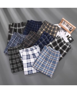 Swallow Village Spring Autumn New Men's Sleep Pants Plaid Pants Long Pants Knitted Cotton Loose Plus Size Men's Home Pants