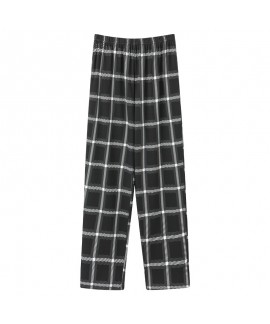 Swallow Village Spring Autumn New Men's Sleep Pants Plaid Pants Long Pants Knitted Cotton Loose Plus Size Men's Home Pants