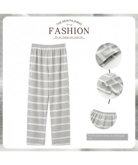 Swallow Village Spring Autumn New Men's Sleep Pants Plaid Pants Long Pants Knitted Cotton Loose Plus Size Men's Home Pants