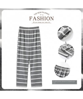 Swallow Village Spring Autumn New Men's Sleep Pants Plaid Pants Long Pants Knitted Cotton Loose Plus Size Men's Home Pants