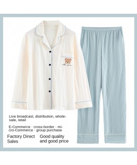Women's Lounge Pajamas Autumn Winter Spring Women's Cardigan Suit Sleepwear Casual Loose Wearable Student Sleepwear