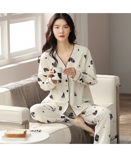 Women's Lounge Pajamas Autumn Winter Spring Women's Cardigan Suit Sleepwear Casual Loose Wearable Student Sleepwear