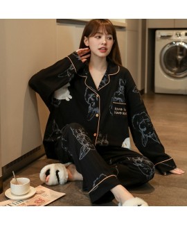 Women's Lounge Pajamas Autumn Winter Spring Women's Cardigan Suit Sleepwear Casual Loose Wearable Student Sleepwear