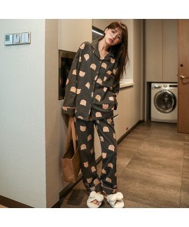 Women's Lounge Pajamas Autumn Winter Spring Women's Cardigan Suit Sleepwear Casual Loose Wearable Student Sleepwear