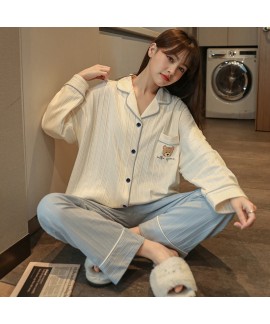 Women's Lounge Pajamas Autumn Winter Spring Women's Cardigan Suit Sleepwear Casual Loose Wearable Student Sleepwear