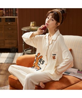 Women's Lounge Pajamas Autumn Winter Spring Women's Cardigan Suit Sleepwear Casual Loose Wearable Student Sleepwear