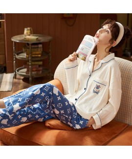 Women's Lounge Pajamas Autumn Winter Spring Women's Cardigan Suit Sleepwear Casual Loose Wearable Student Sleepwear