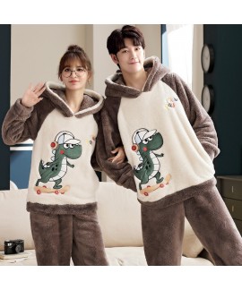  New Couple Pajamas Women's Autumn Winter Thick Coral Fleece Lovers Men's Winter Home Clothes Suit