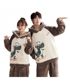  New Couple Pajamas Women's Autumn Winter Thick Coral Fleece Lovers Men's Winter Home Clothes Suit