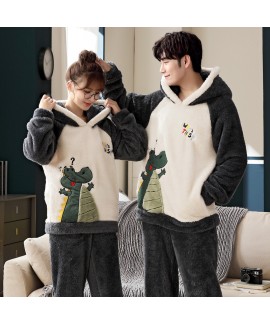  New Couple Pajamas Women's Autumn Winter Thick Coral Fleece Lovers Men's Winter Home Clothes Suit