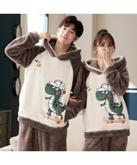  New Couple Pajamas Women's Autumn Winter Thick Coral Fleece Lovers Men's Winter Home Clothes Suit