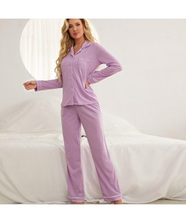 European-style Pure Color Long-Sleeved Robe and Jumpsuit for Women - Autumn/Winter