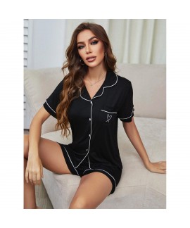 European-style Open Robe Short-Sleeved T-shirt and Shorts Summer Pajama Suit for Women