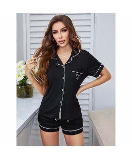 European-style Open Robe Short-Sleeved T-shirt and Shorts Summer Pajama Suit for Women