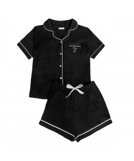 European-style Open Robe Short-Sleeved T-shirt and Shorts Summer Pajama Suit for Women