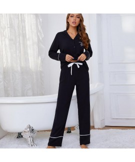 European-style Pure Color Open Robe Long-Sleeved Pajama Suit for Women - Can be Worn Outdoors