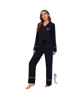 European-style Pure Color Open Robe Long-Sleeved Pajama Suit for Women - Can be Worn Outdoors