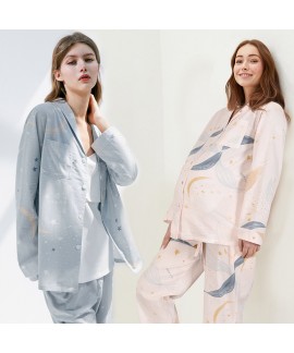 PiMA Cotton 50 Bamboo Yarn Gauze Maternity Pajama for Pregnancy, Breastfeeding, and Afterbirth