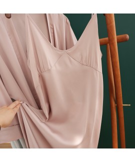 60 soft lyocell tencel women's suspender nightdress nightgown glossy satin home service bathrobe suspender skirt summer