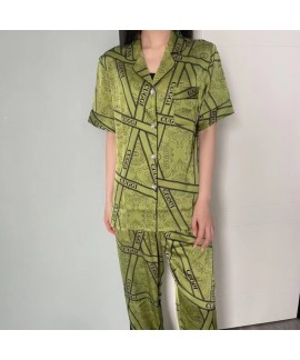 2023 Women's Pajamas Spring Summer New Ice Silk Long Sleeved TikTok Recommended Internet Celebrity Best-Selling Light Luxury Home Clothes Wholesale