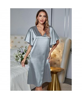 Amazon European and American Women's Sleepwear, Imitation Silk Home Wear, Ice Silk Color Silk Nightgown, Summer Southeast Asia