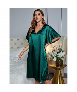 Amazon European and American Women's Sleepwear, Imitation Silk Home Wear, Ice Silk Color Silk Nightgown, Summer Southeast Asia