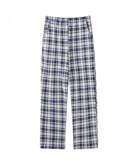 Pure Cotton Men's Sleep Pants, Mosquito Repellent Long Pants, Loose Casual Plaid Can Go Out Home Sport Solid Air Conditioning Single Pants