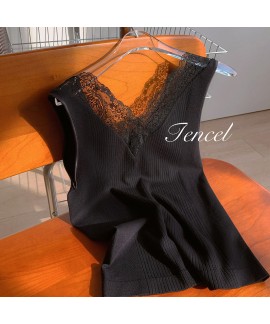 Skin-friendly high-elastic modal lace seamlessly fits women's vest at home with suspenders bottoming shirt