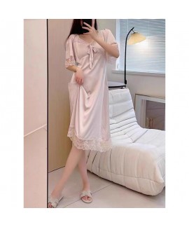 French Palace Style Ice Silk Thin Sleep Skirt for Women in Summer with Lace Edge New Arrival Home Wear from Factory