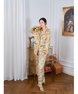 High-end ice silk pajamas women's 2023 new spring and autumn summer long-sleeved trousers two-piece suit ice and snow silk home clothes