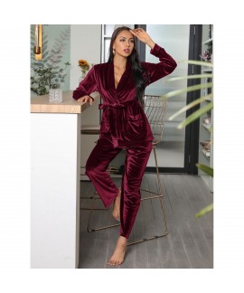 European and American pajamas women's Amazon plus velvet thick autumn and winter home service suit can be worn outside