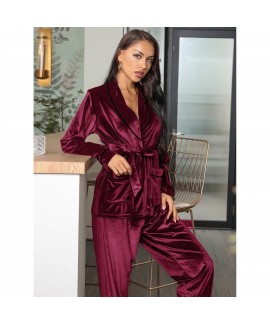 European and American pajamas women's Amazon plus velvet thick autumn and winter home service suit can be worn outside