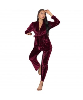 European and American pajamas women's Amazon plus velvet thick autumn and winter home service suit can be worn outside