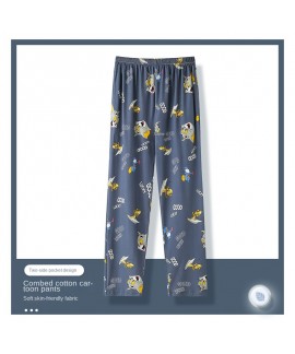 Autumn men's pajama pants cotton trousers spring and autumn summer men's enlarged home pants cute cartoon loose can be worn outside