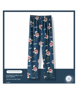 Autumn men's pajama pants cotton trousers spring and autumn summer men's enlarged home pants cute cartoon loose can be worn outside