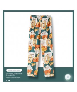 Autumn men's pajama pants cotton trousers spring and autumn summer men's enlarged home pants cute cartoon loose can be worn outside