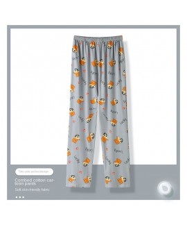 Autumn men's pajama pants cotton trousers spring and autumn summer men's enlarged home pants cute cartoon loose can be worn outside