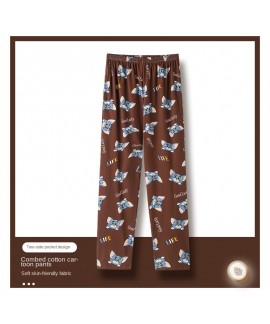 Autumn men's pajama pants cotton trousers spring and autumn summer men's enlarged home pants cute cartoon loose can be worn outside