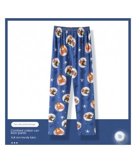 Autumn men's pajama pants cotton trousers spring and autumn summer men's enlarged home pants cute cartoon loose can be worn outside