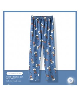 Autumn men's pajama pants cotton trousers spring and autumn summer men's enlarged home pants cute cartoon loose can be worn outside