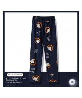 Autumn men's pajama pants cotton trousers spring and autumn summer men's enlarged home pants cute cartoon loose can be worn outside