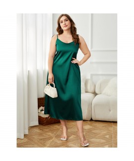 European and American spring and summer sling satin nightdress fat woman imitation silk large size pajamas women wholesale