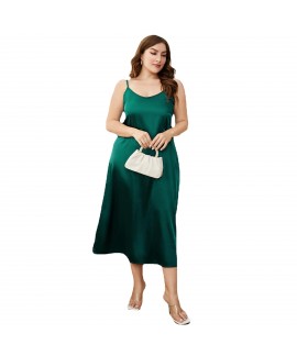 European and American spring and summer sling satin nightdress fat woman imitation silk large size pajamas women wholesale