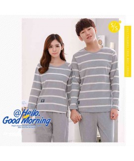 Korean cartoon couple long sleeve cotton men and women casual suit pajamas home service